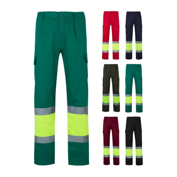 VL POSEIDON LARGE. Tweekleurige keperstof broek met meerdere zakken (210g/m²), van katoen (20%) en p